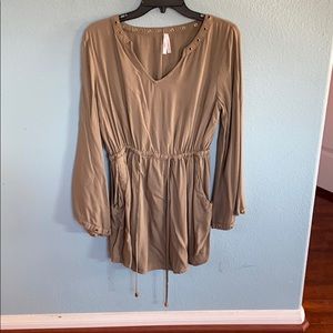 Bronze tie at the waist dress